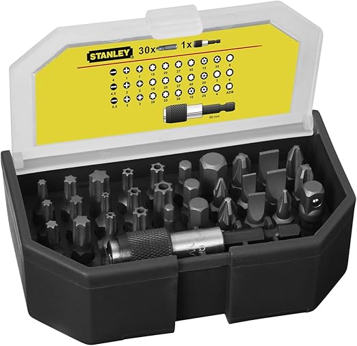 Stanley 113903 Set with Bit Holder, Silver, Set of 31 Pieces Amazon
