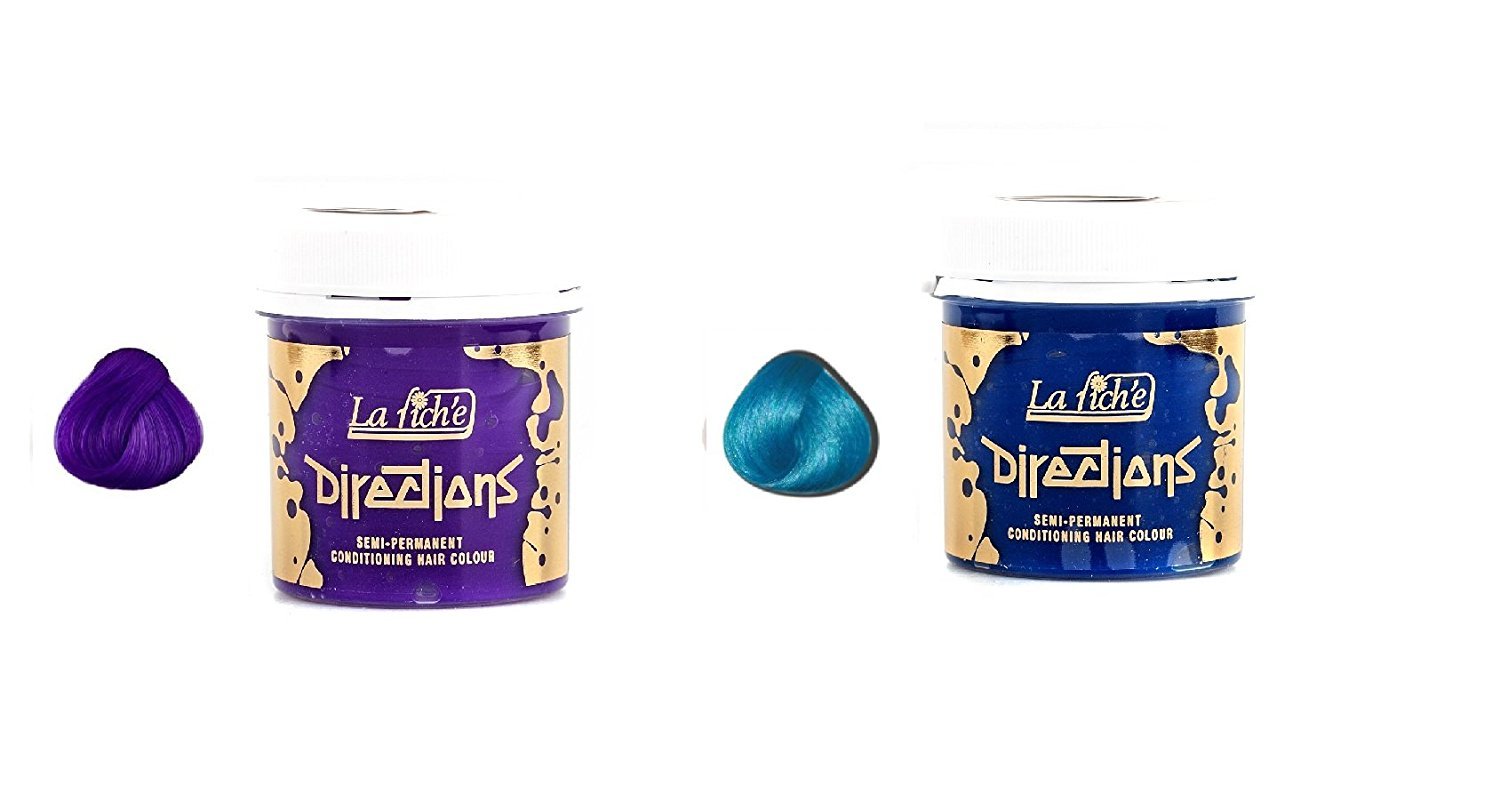 2 x La Riche Directions Semi-Permanent Hair Colour Dye Violet & Lagoon Blue