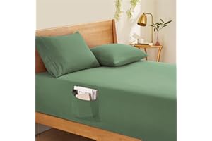 Horbaunal Extra Deep Pocket King Fitted Sheet Only - Fits Up to 24 Inch Mattress - Luxury 1800 Thread Count - Microfiber Forest Green Fitted Bed Sheet King Size