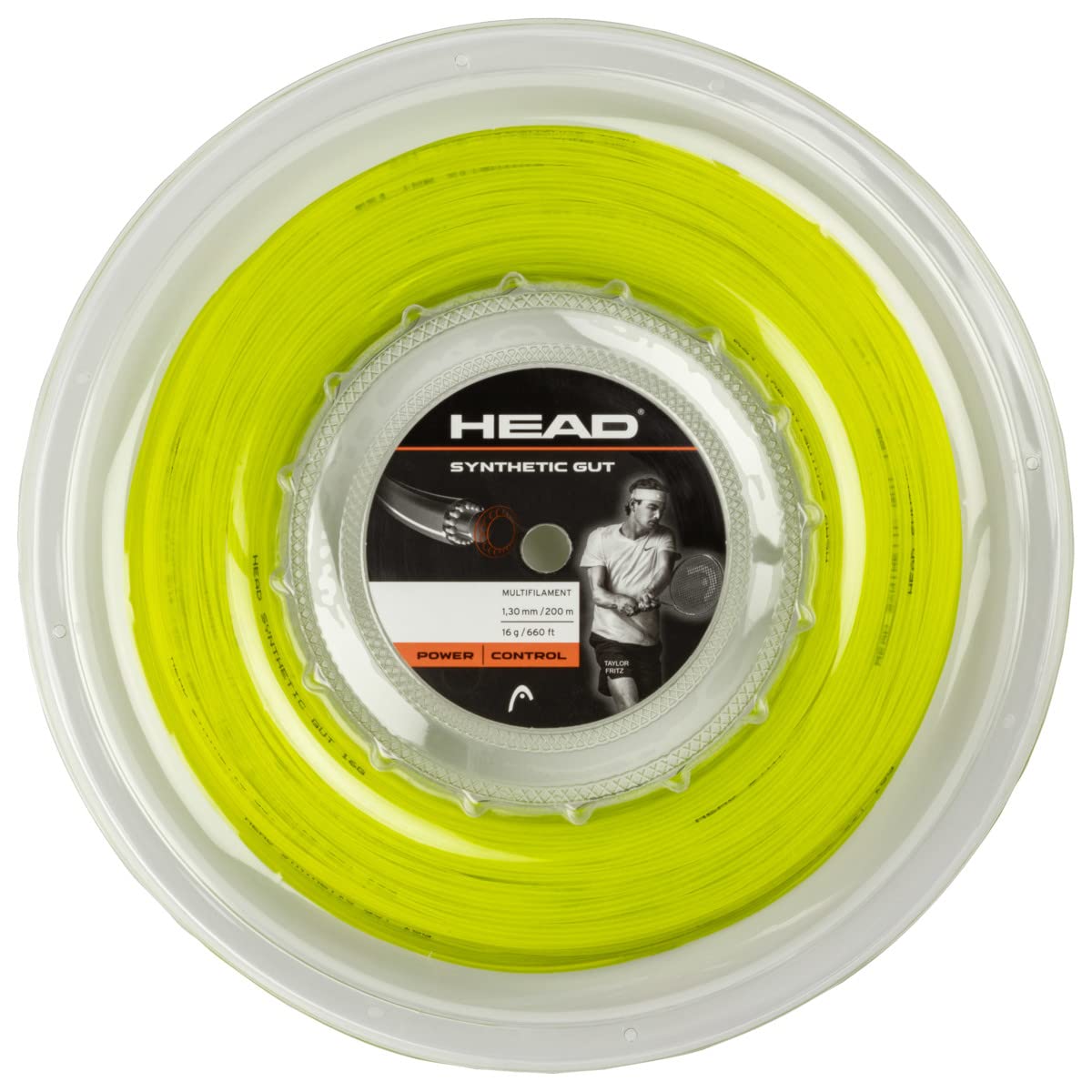 HEAD Synthetic Gut Tennis String 200m Reel, 16 Gauge, Yellow