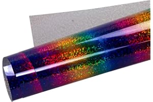 HOHOFILM Holographic Stripe Multi Heat Transfer Vinyl Iron-on HTV Press Paper Sheet for Garment T-Shirt Rainbow Vinyl 20"x12"