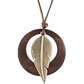Bjesinmo Large Pendant Necklaces Layered Boho Circle Leather Choker Chunky Boho Necklace for Women Long Sweater Necklace Jewelry