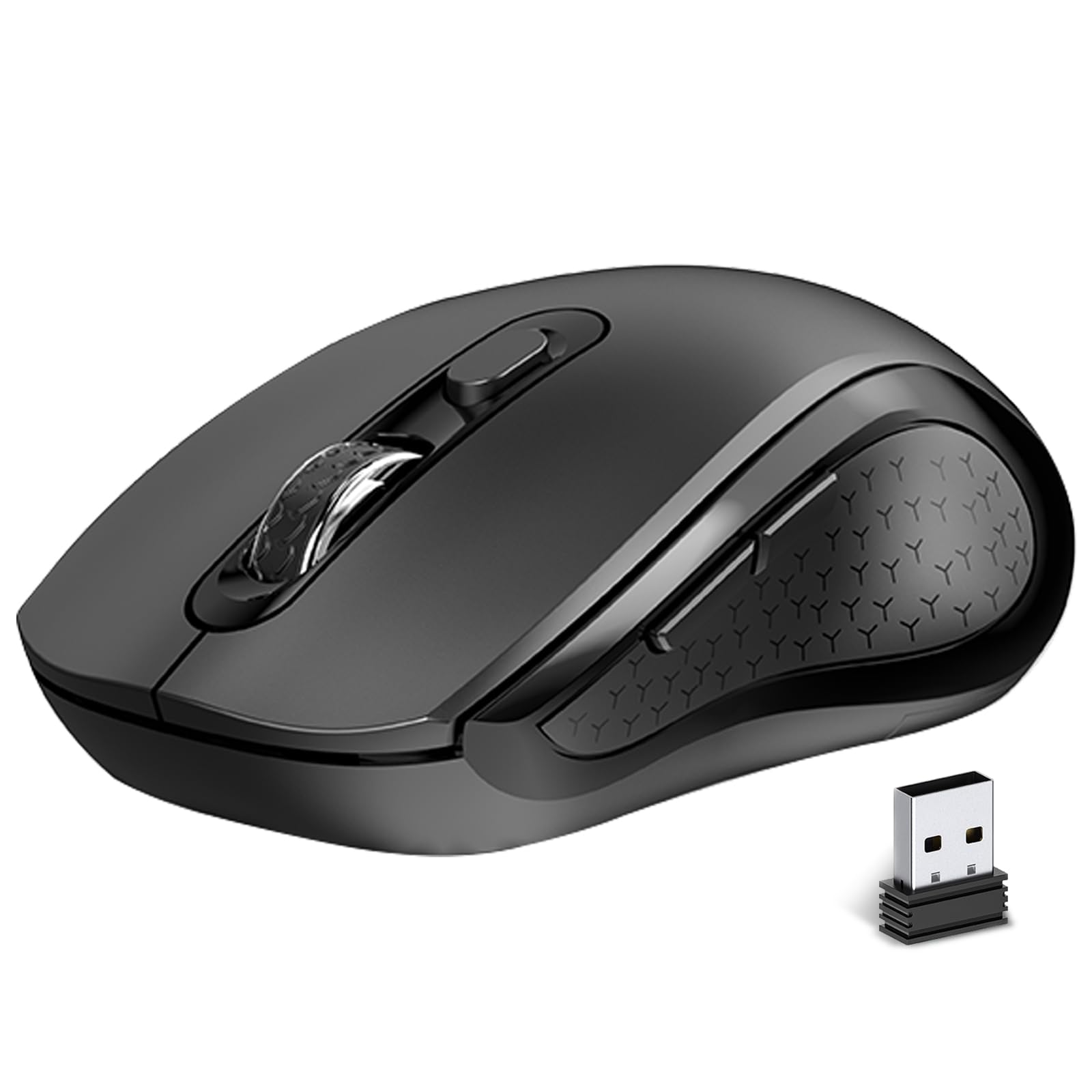 Photo 1 of Wireless Mouse Ergonomic, Side Buttons Mouse, 2400 DPI, Silent and Anti Slip Roller Cordless Mice, 2.4Ghz with USB Receiver, 6 Buttons, Suitable for Laptop PC Chromebook and Windows 11/10/7 - Black