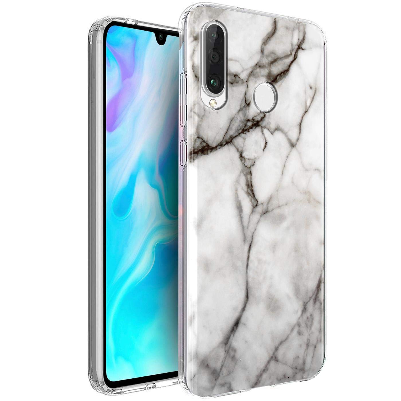 Verco Phone Case for Huawei P30 Lite, Shockproof Bumper for Huawei P30 Lite Cover Silicone, Back Case clear with motive, marble