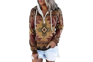 Xuboway Womens Western Aztec Ethnic Style Geometric Hoodie Graphic Pullover Sweater Long Sleeve Sweatshirt 2023 fall Clothes