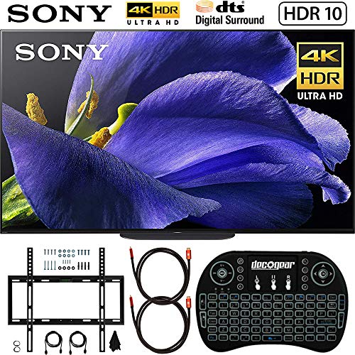 Sony XBR-65A9G 65-inch Master BRAVIA OLED 4K HDR Ultra TV (2019) Bundle with Deco Mount Flat Wall Mount Kit, Deco Gear Wireless Backlit Keyboard and Deco Gear 2X 4K Copper 6ft HDMI Cable