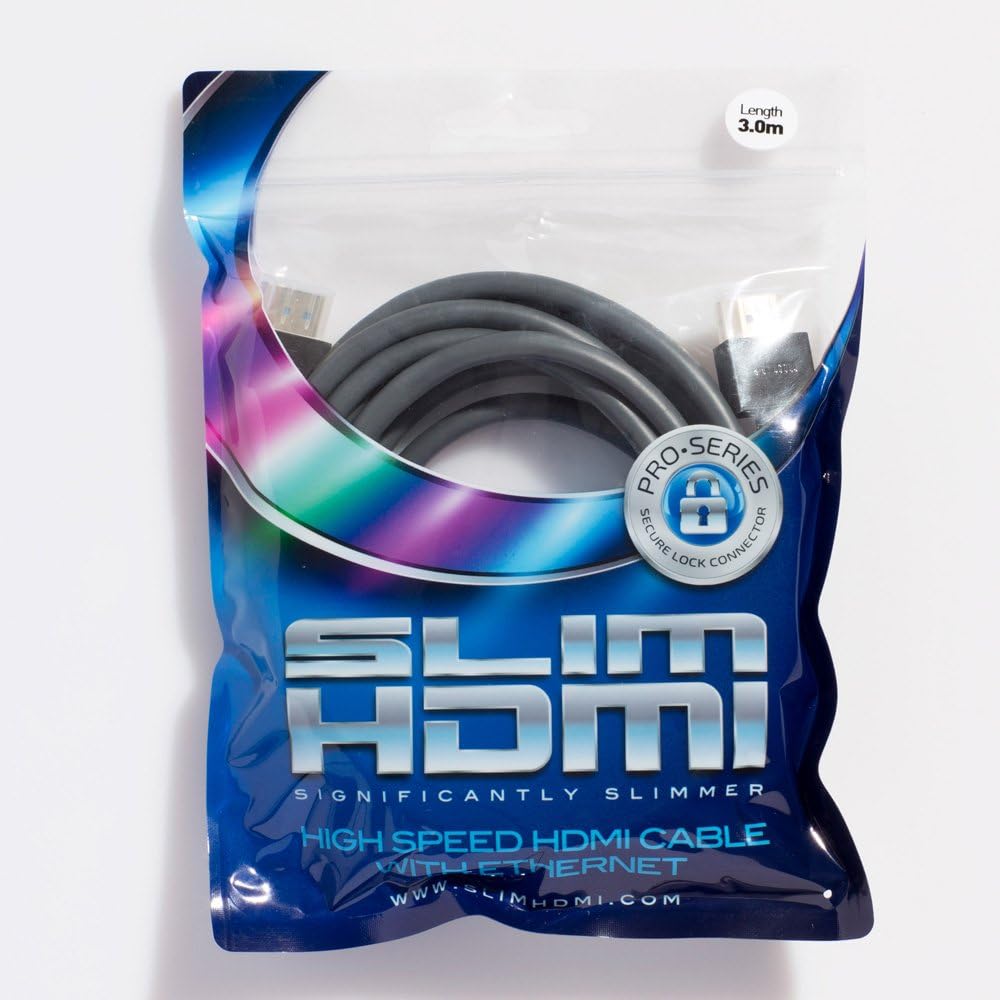 SlimHDMI 3m Pro Series Locking Cable (Gold Plated, 1080p, 4K, UHD, 3D, High Speed, ARC), Pro Series Locking SlimHDMI Cable - Image 3