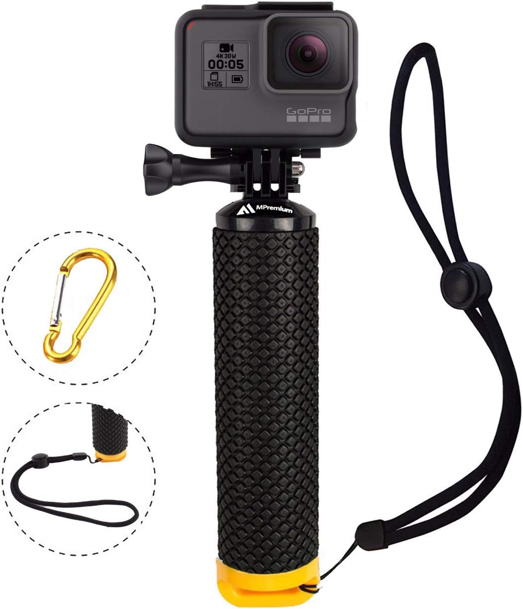 Waterproof Floating Hand Grip Compatible with GoPro Hero 8 7 6 5 4 3+ 2 1 Session Black Silver Camera Handler & Handle Mount Accessories Kit for Water Sport and Action Cameras (Yellow)