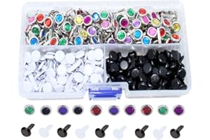 ARTCXC 1Box(300pcs) 8 x 12mm Multicolor Mixed Paper Fasteners Round Brass Metal Pastel Brads for DIY of Scrapbooking Art Crafting School Projects