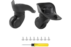 BQLZR Luggage Wheels Replacement Black Plastic Left & Right Swivel Luggage Suitcase Caster Wheels with 4 Holes,Hole Pitch: (1.41"/1.65"/1.96"/1.41") 360 Degree Rotation