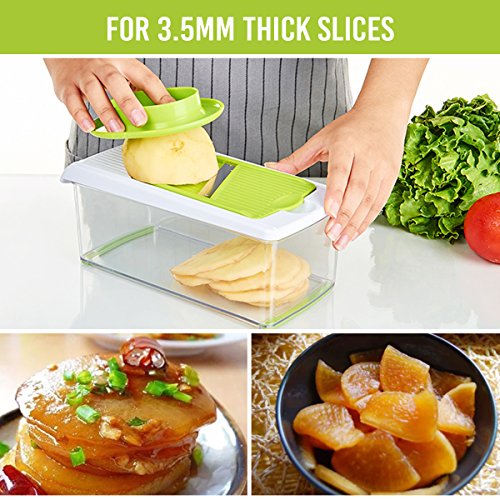 Godmorn Vegetable Slicer, Mandoline Slicer Dicer, 7 blades Peeler Hand-Guard Cleaning Tool Bonus,Multi-function Food Proceer, Fruit and Cheese Cutter,Chopper,Grater Home & Kitchen, Kitchen & Dining, Kitchen Utensils & Gadgets, Seasoning & Spice Tools, Choppers & Mincers, Choppers