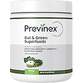 Previnex Gut & Green Superfoods Powder - Organic Greens with Clinically Studied Ingredients That Support Digestion, Gut Health, Immunity, Anti-Aging & Natural Energy