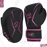 AQF Boxing Gloves and Pads Set Pink 8oz Kids Adults Curved Focus Pads view 7