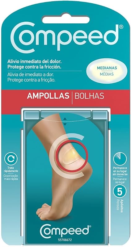 Ampolas médias, curativos hidrocoloides para os pés, Pack 5 unidades