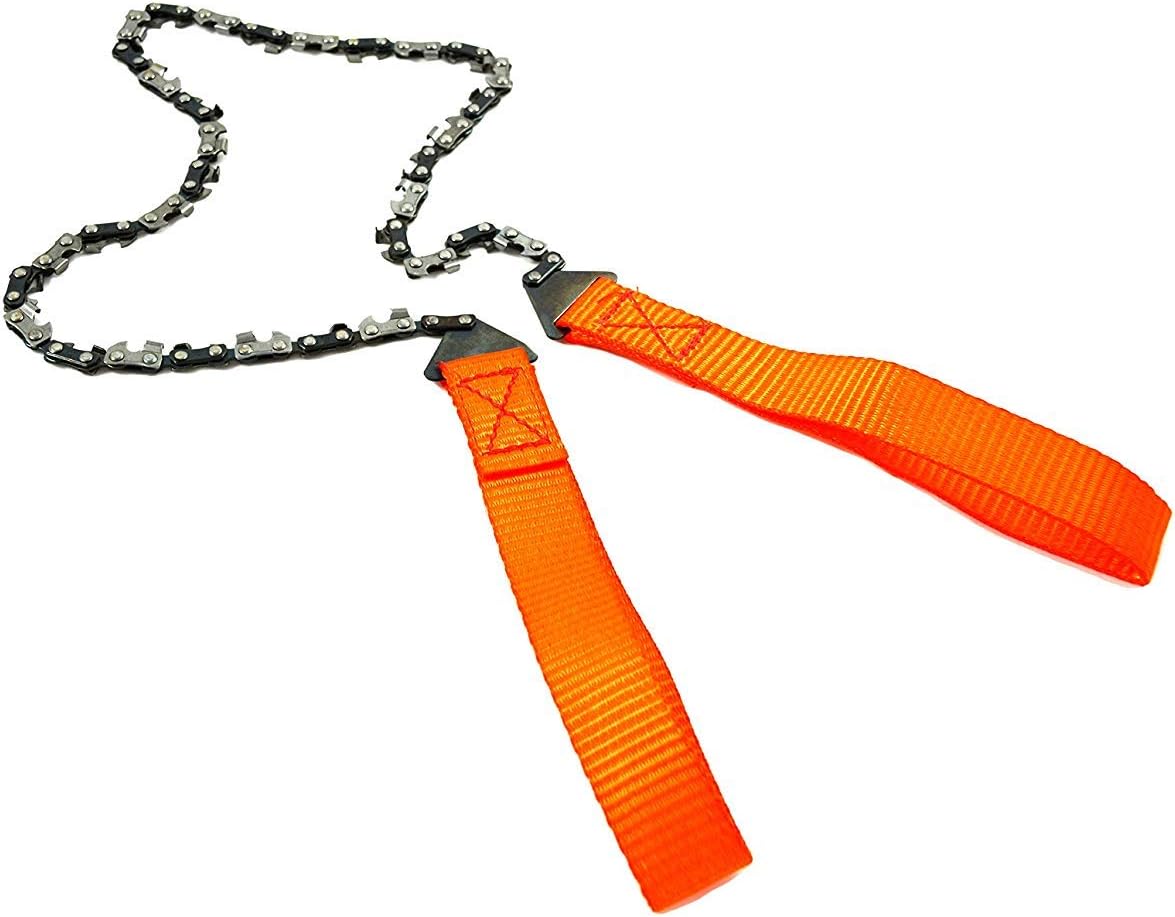 26" Outdoor Camping Tactical Survival Pocket Chainsaw With Pouch | Portable Hand Saw Cuts Like A Knife | 3x Faster With CUTTING BLADE ON EVERY LINK | Bonus Front Snap Carrying Case
