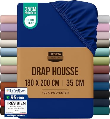 Drap Housse - Bleu Royal, 180 x 200 cm