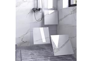 Chejiaye Shower Wall Panels Peel and Stick,Marble Wall Panels for Interior Wall Decor,Backsplash Tile for Kitchen Showers Bathrooms Living Rooms 11.8"x11.8"in 10Pcs,White and Gray (9.7 Sq.ft)