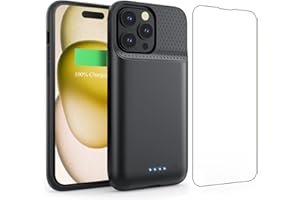 Feob Battery Case for iPhone 15 Pro, [2025 Upgraded] 7500mAh Portable Charging Case Rechargeable Protective Ultra-Slim Charger case Only for iPhone 15Pro (6.1 Inch), Black