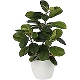 Briful Artificial Plants Mini Camellia Potted Fake Plants Small Faux Plastic Plants Desk Plant Artificial Flowers with Vase for Home Office Desk Kitchen Garden Indoor Decor