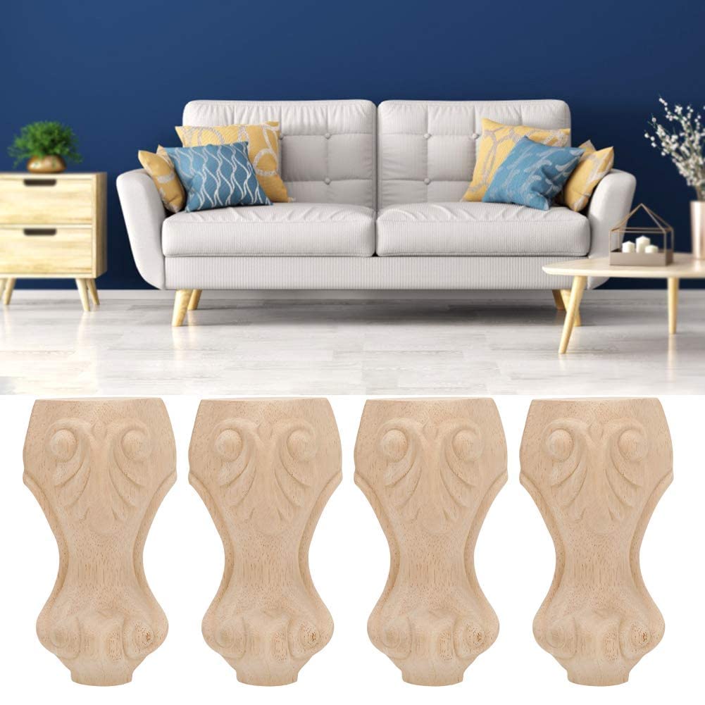Hztyyier Wooden Furniture Legs 5.91 x 2.36 x 2.36inch Solid Table Feet European Furniture Accessories Set of 4
