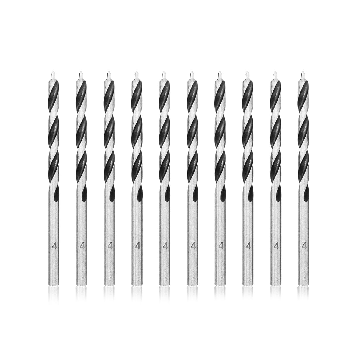 Meccion Wood Drill Bits 4mm 10Pcs Brad Point Auger Drill Bit Professional Woodworking Lip and Spur Drill Bit for Wood