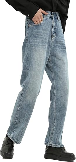 Ween Charm デニムパンツ メンズ ジーンズ ストレート 身長高く見える 紳士 ユーズド加工 レトロ ゆったり 4カラー ジーンズ 通販 Amazon