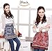JKLcom Half Aprons Waist Aprons Floral Flower Apron Waist Aprons with 2 Pockets Bistro Apron for Women Girls(Red, Blue)
