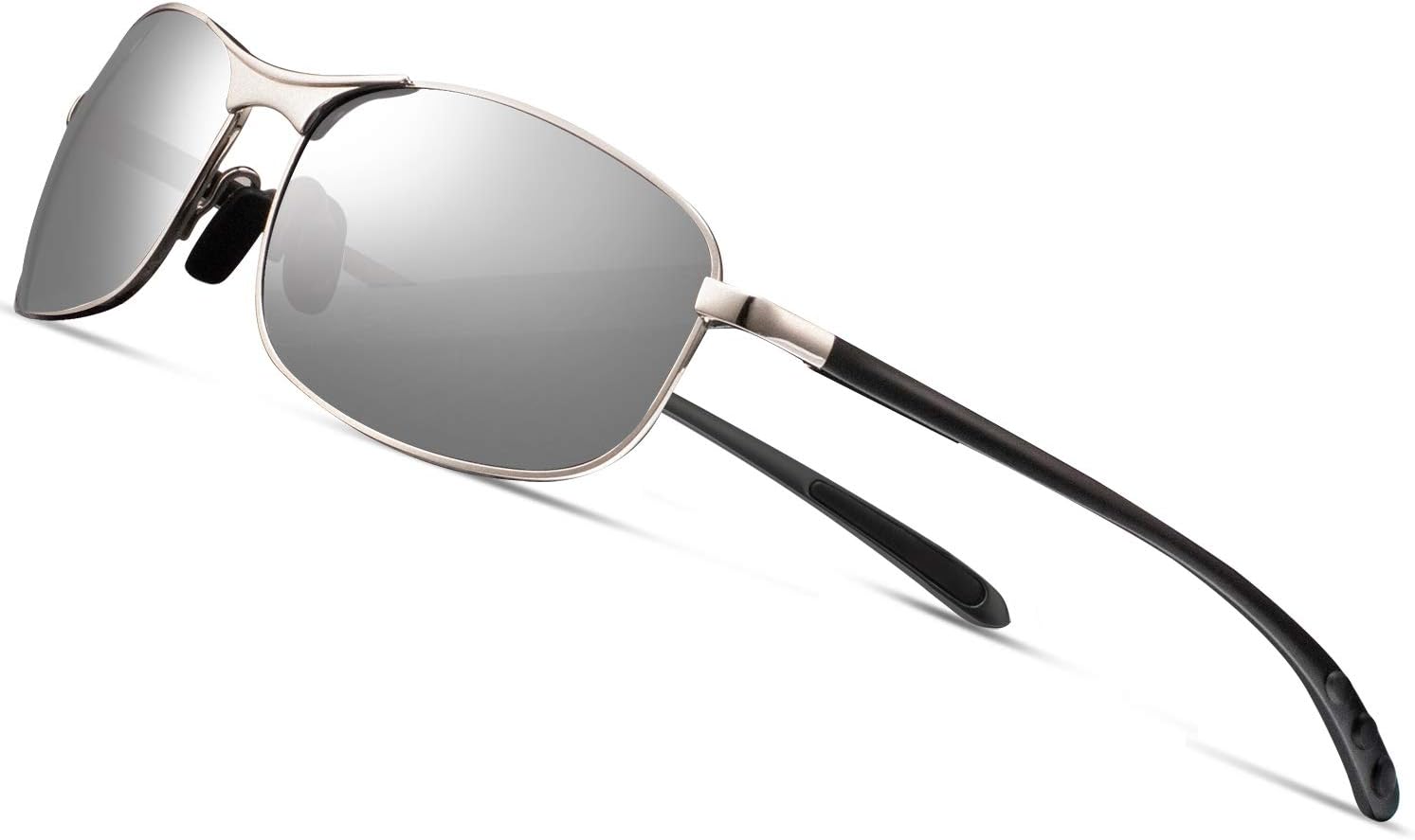 Rectangular Sport Polarized Sunglasses for Men - Feirdio Mens Sunglasses Sports Metal Frame 100% UV protection 2268