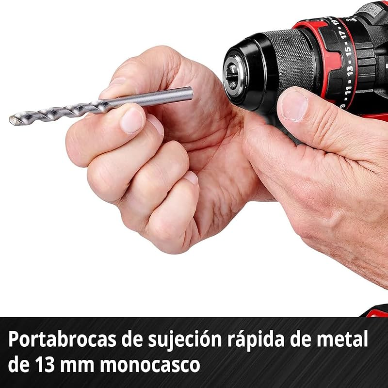 Taladro percutor con batería TE-CD 18/44 Li-i Power X-Change (18V, 44 Nm, función de perforación por percusión, portabrocas metálico de 13 mm, 2 velocidades, incl. batería de 2,5 Ah y batería)