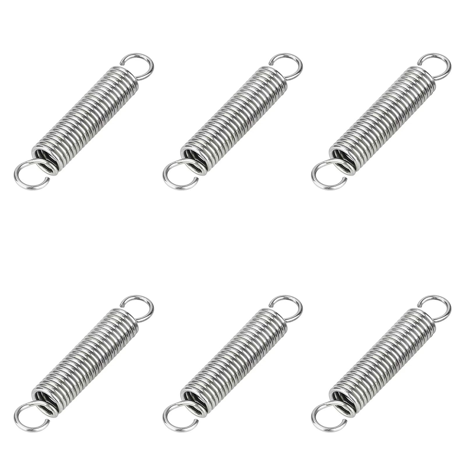 6Pcs Dual Hook Tension Spring, Wire Diameter 1.2mm, OD 10mm, Length 110mm, Extended Compressed Springs, Stainless Steel Replacement Springs