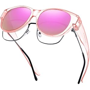 Wzerry Fit Over Glasses Sunglasses for Women,Polarized Fitover Cat Eye Sunglasses with UV400 Protection