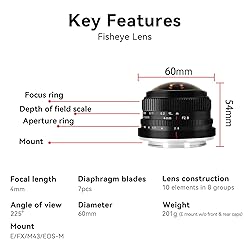 7Artisans 4mm F2.8 Fisheye Ultra Wide Angle Lens