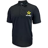Armed Forces Gear Men's United States Army Performance Polo - Official Licensed United States Army Shirts for Men (Black)