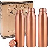 NORMAN JR, Copper Water Bottle 1L - Gift Box of 3, Plain, an Ayurvedic vessel made of pure copper - helps you drink more water with many health benefits