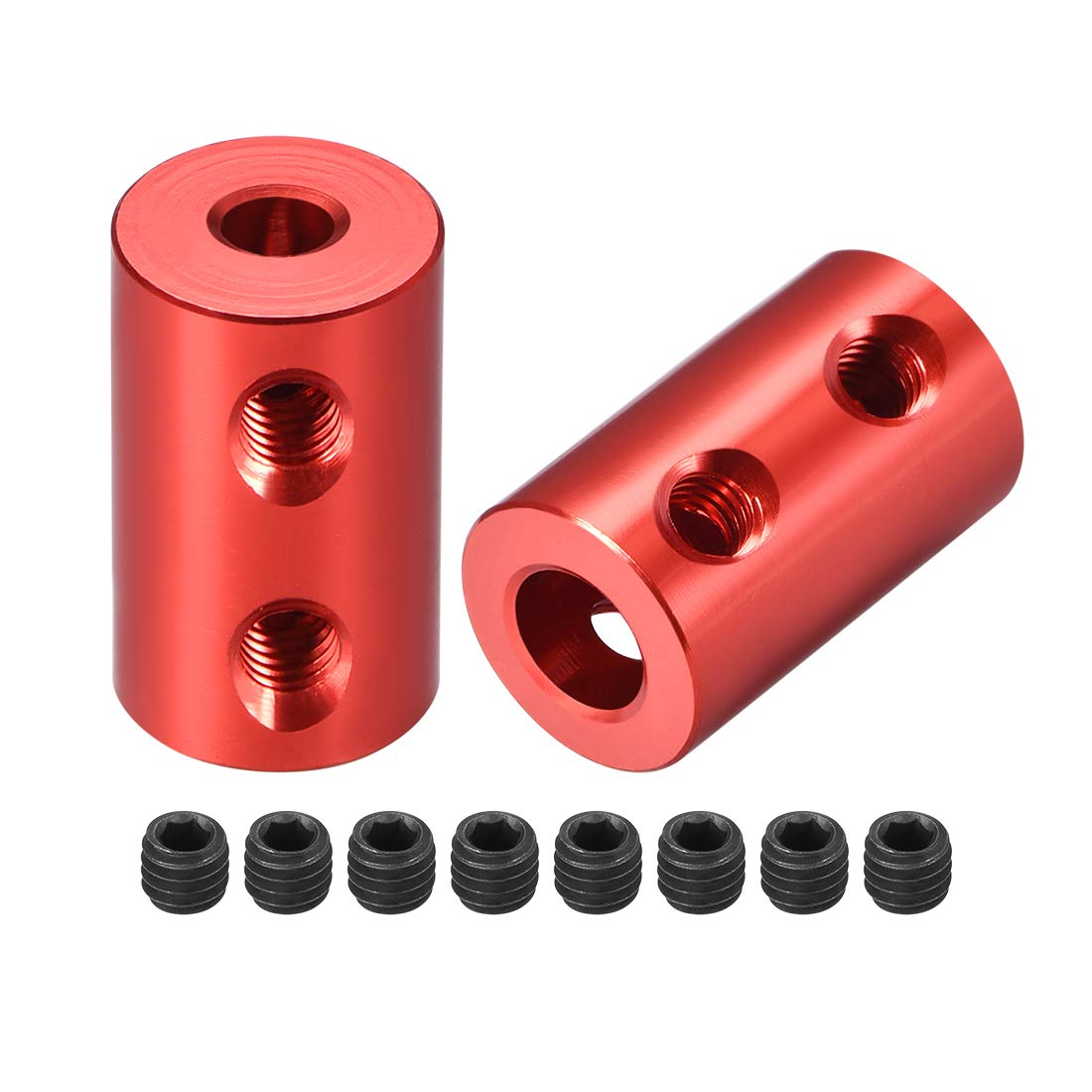 sourcing map 4mm to 6mm Bore Rigid Coupling Set Screw L20XD12 Aluminum Alloy,Shaft Coupler Connector for RC Airplane Boat, Motor Accessories,Red,2pcs