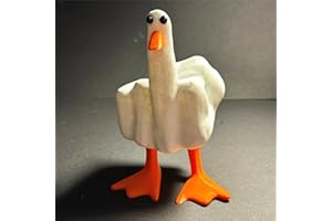 ACOLAR White Duck Resin Figurine - Cute Middle Finger Gesture, Playful Duck Ornament, Versatile Home Decor, Compact Size