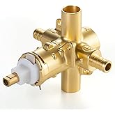 Replacement 2580 Brass Pressure Balancing Shower Valve, 1/2-Inch Crimp Ring PEX Connection with 1222 Cartridge Trim Kit – Plu