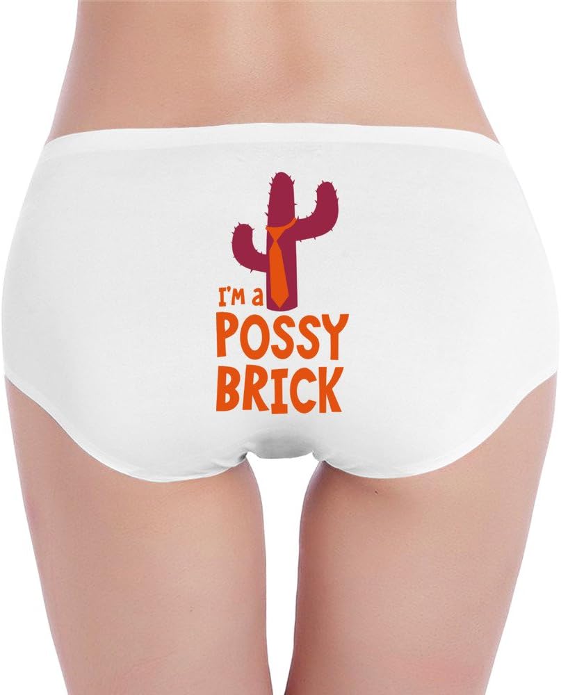 Custom Women's Fashion Low-Waist Comfy I'm Possy Brick Poster Brief Hipster White S