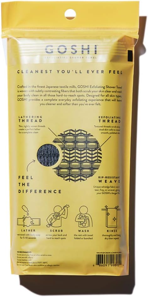 GOSHI - Exfoliating Shower Towel: Home & Kitchen