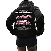 SOLY HUX Women's Graphic Hoodies Oversized Drawstring Long Sleeve Letter Car Print Sweatshirt Pullover Tops