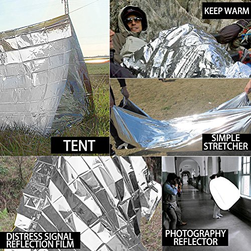 UBEGOOD Emergency Blanket,10 Pack Silver Space Blanket, 52" x 82" Waterproof Mylar Thermal Foil