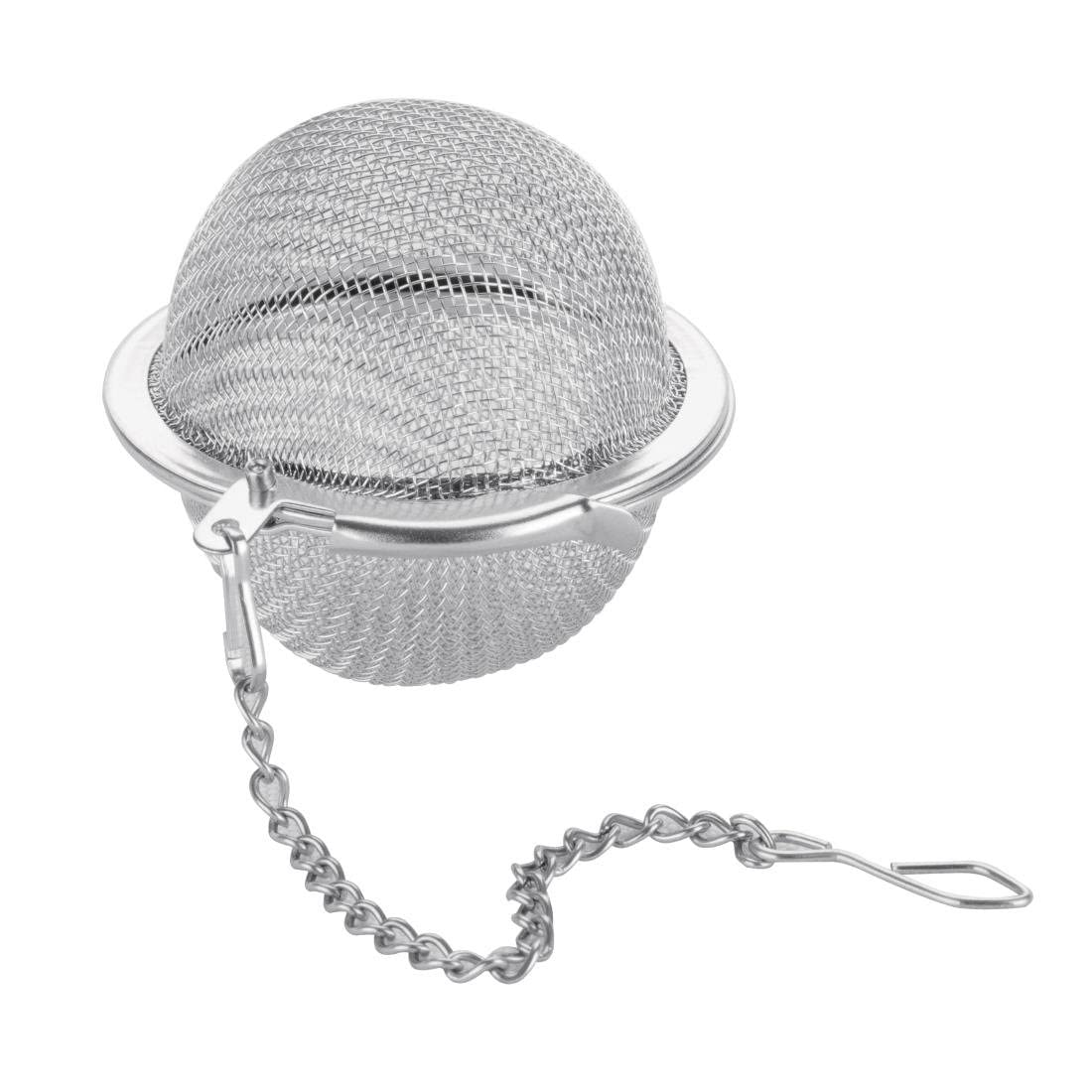 Olympia Oval Stainless Steel Tea Strainer with Chain and Hook 50mm - Durable, Stylish, Easy Clean, Home Hotel Restaurant Loose Tea Leaves Strainer