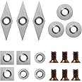 DEEFIINE 18 Pieces Tungsten Carbide Cutters Inserts Set for Wood Lathe Turning Tools Include 11 mm Square with Radius, 12 mm 