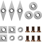 DEEFIINE 18 Pieces Tungsten Carbide Cutters Inserts Set for Wood Lathe Turning Tools Include 11 mm Square with Radius, 12 mm