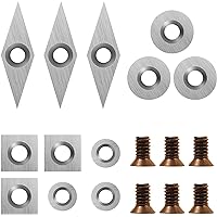 DEEFIINE 18 Pieces Tungsten Carbide Cutters Inserts Set for Wood Lathe Turning Tools Include 11 mm Square with Radius, 12 mm 