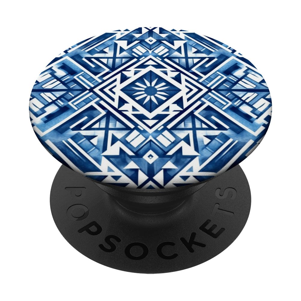 Bohemian Tribal Boho Vintage Blue Aztec Design PopSockets Swappable PopGrip