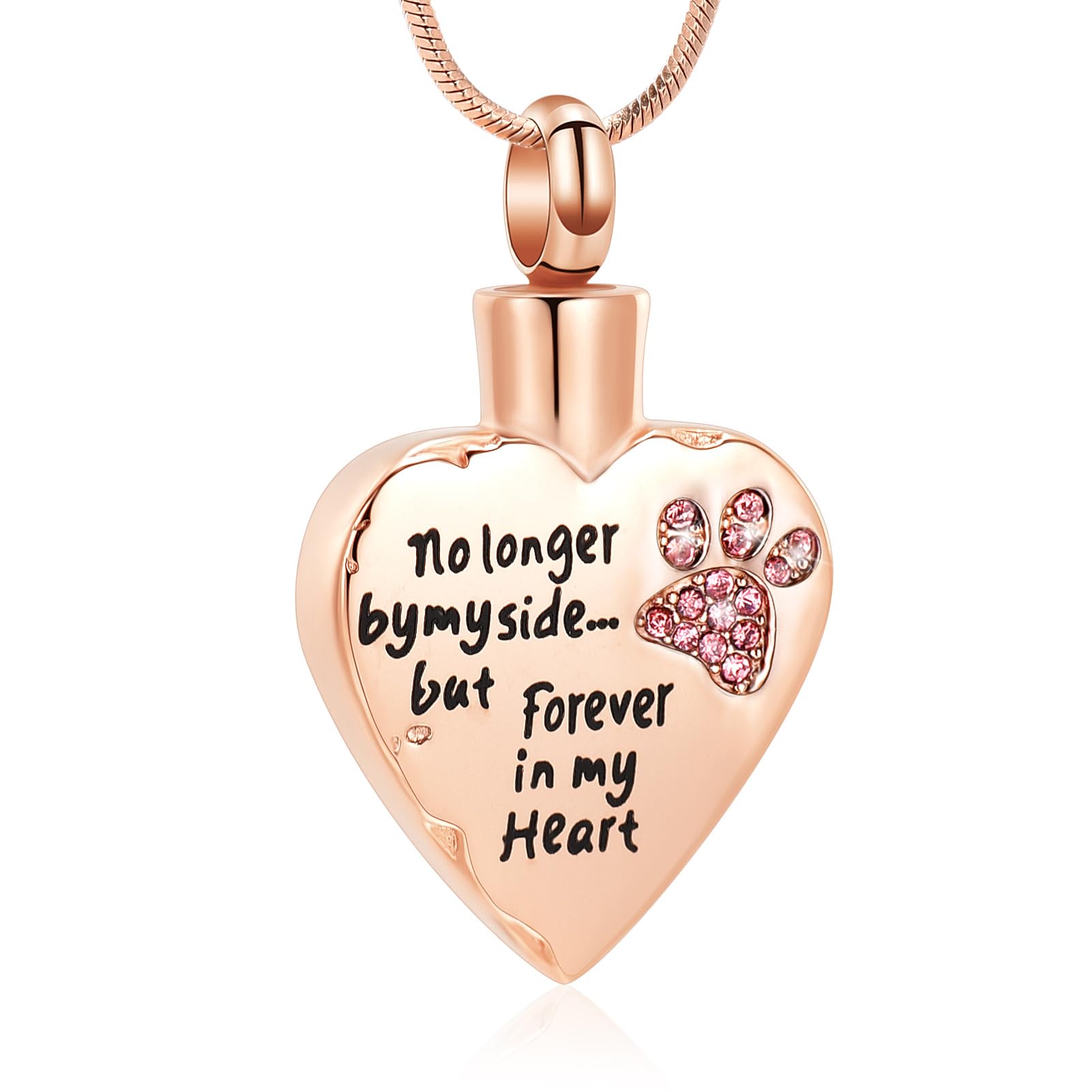 Minicremation Urn Necklaces for Ashes No Longer by My Side,But Forever in My Heart Carved Locket Cremation Urn Necklace for Pet Dogs Cats Ashes