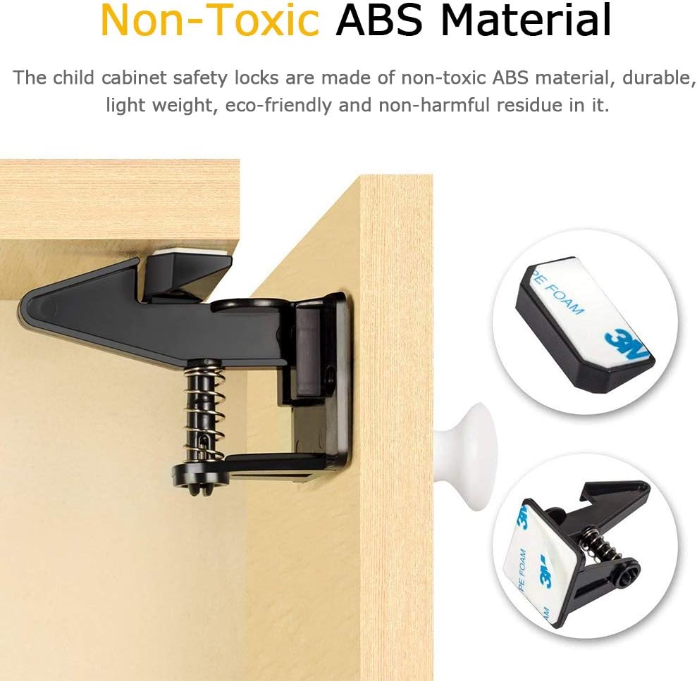 12 Pack Child Safety Cupboard Locks, ALBOYI Baby Proof Safety Invisible Drawer Latches with Strong Adhesive - Image 3