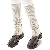 POMIJIAN Leg Warmers for Women Winter Fashion Knitting Black Leg Warmers Long Ankle Warmers for Yoga Ballet Leg Socks