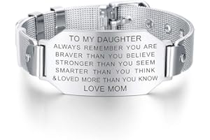 FALOGIJE Daughter Birthday Gifts, Inspirational Daughter Bracelet Jewelry - I Love You Daughter Gifts for Graduation, Mothers Day
